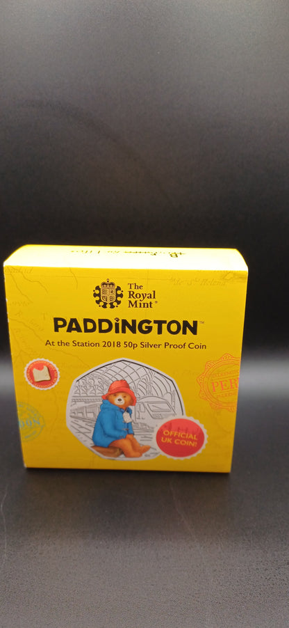 Paddington Bear, Royal Mint Collectible 50p, 2018. Paddington at the station.